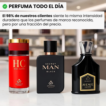 Combo de 3 perfumes inspiración: Bvlgari Man in Black, CH Men de Carolina Herrera y Armani Code 100ml