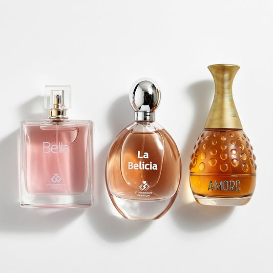 Combo de 3 perfumes inspiración: Paco Rabanne OLYMPÉA, Dior J’ADORE y Lancôme LA VIE EST BELLE – 100ml