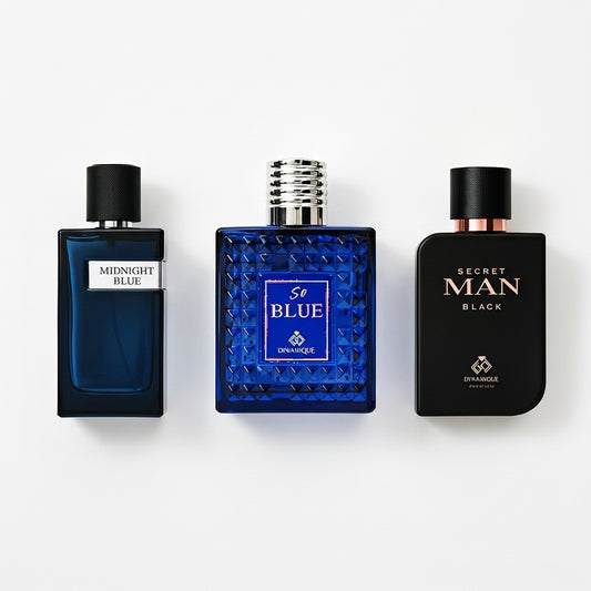 Combo de 3 perfumes inspiración: Yves Saint Laurent Y, Bleu de Chanel y Bvlgari Man in Black – 100ml