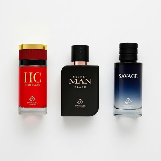 Combo de 3 perfumes inspiración: Bvlgari Man In Black, Dior Sauvage y CH Men Carolina Herrera 100ml